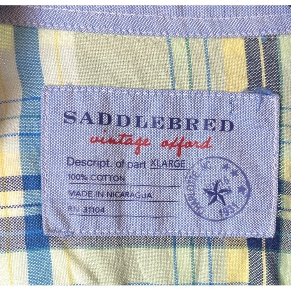 Saddlebred Shirt‎ XL Johnny Cash San Quentin 100%Cotton Relaxed Fit Plaid - Picture 3 of 5